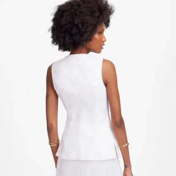 NWT Madewell White Denim High Crewneck Vest - Size: 16 (XL) - Picture 7 of 11